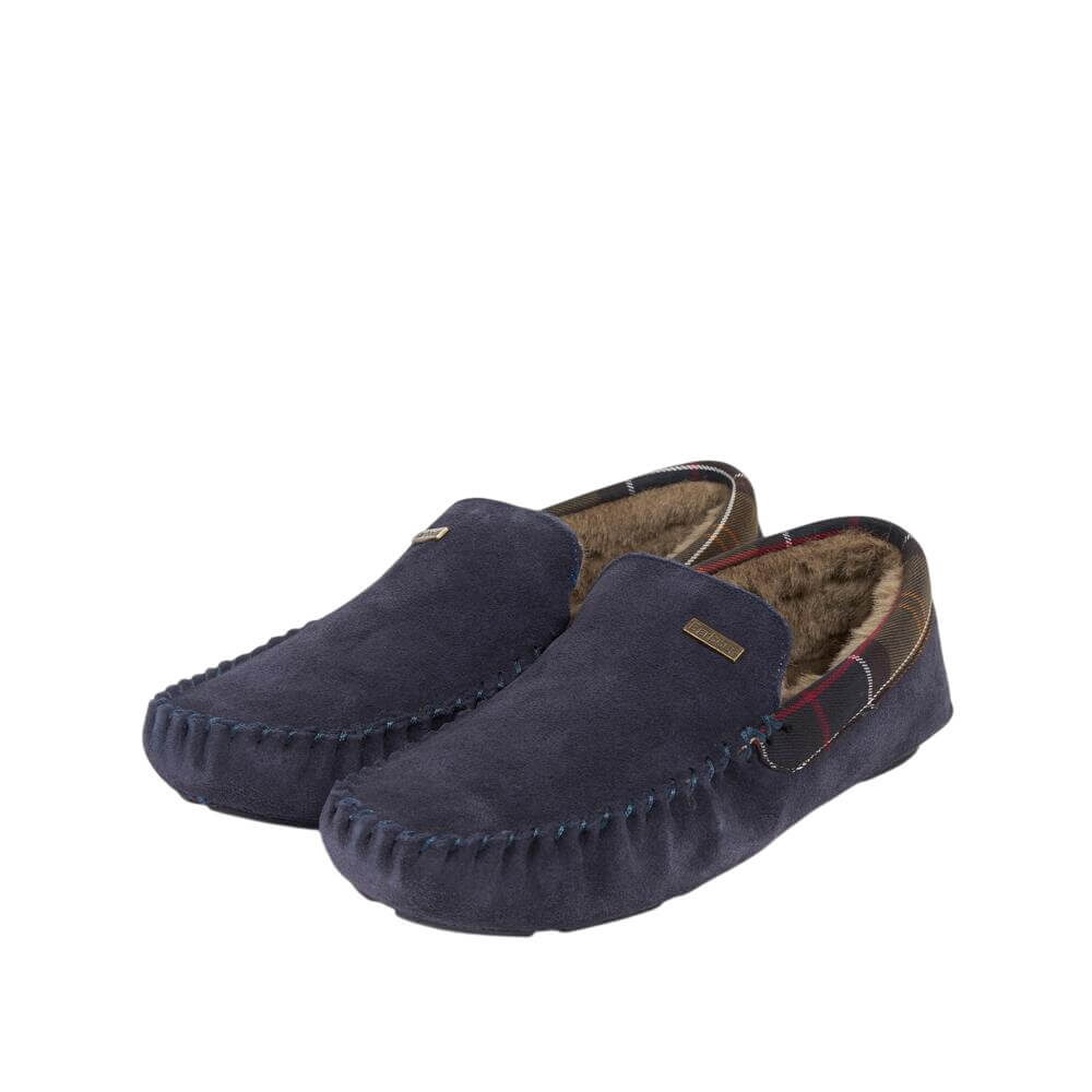 Barbour Monty Navy Suede Slippers